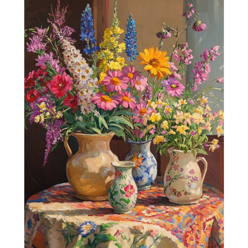 Banket Paint by Numbers Kit for Adults Beginner Flower DIY Oil Painting Kits for Adults Bottle Flowers Easy Adult Paint by Number Kits on Canvas Color by Numbers for Gifts Home Wall Decor 16x20 Inch - Image 1