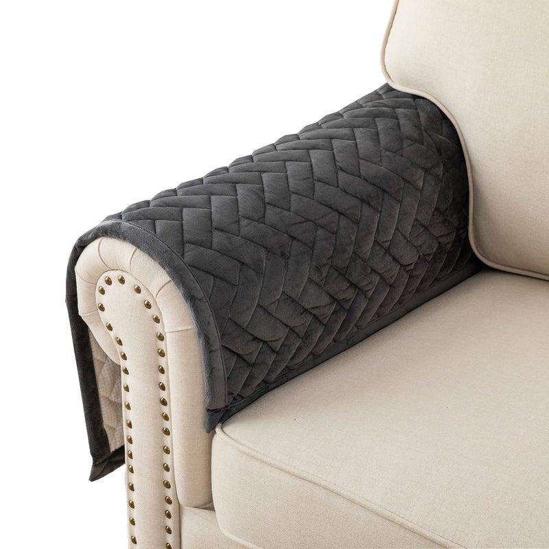 Eismodra Couch CoverSofa CoverArmrest CoversBackrest CoversAntiSlip Armchair Slipcovers for Dogs Cats Pet Loveseat Recliner Leather L ShapedDark Gray 28 x 28 Inches Only 1 Piece