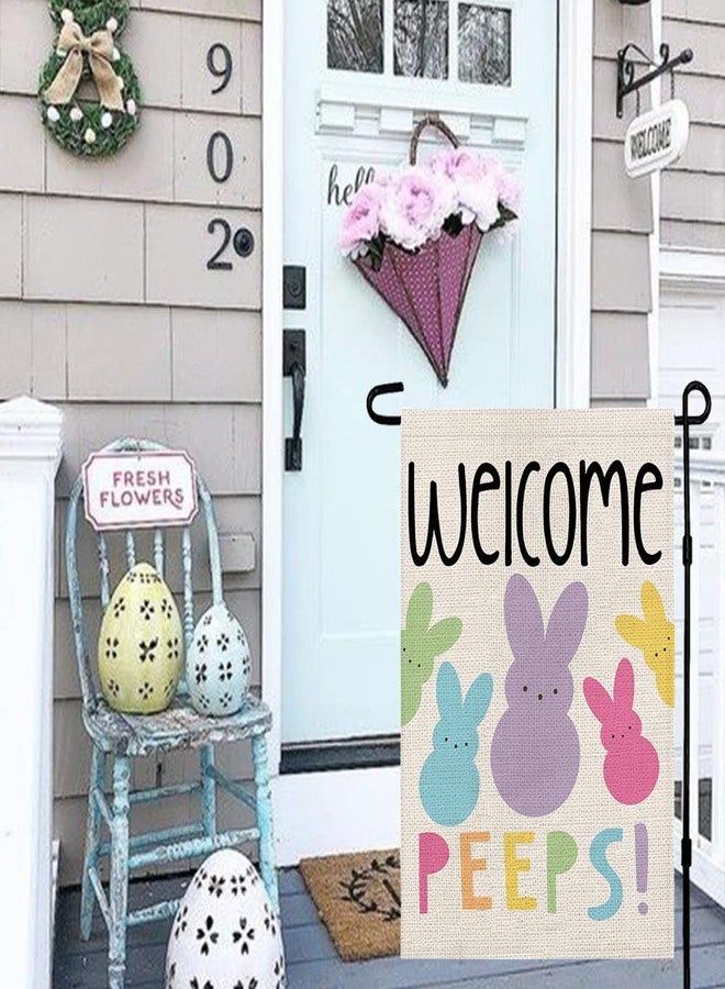 Decorhua Welcome Easter Garden Flag Double Sided Vertical 12×18 Inch Bunny Banners Spring Yard Outdoor Farmhouse Decoration DF019 - Image 2
