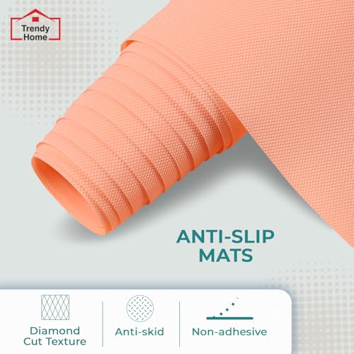 Senego by Trendy Home Anti-Slip Mat for Kitchen (45 cm x 5 m), Food Grade & Washable, Mat for Fridge, Shelves, Cupboards, EVA Shelf Liner Sheet for Drawers & Wardrobe (Diamond Texture, Peach) - Image 2