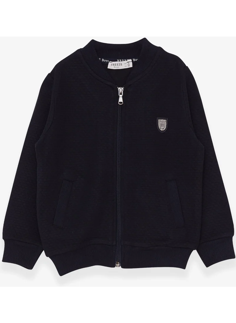 بريز Boy's Cardigan Basic with Pockets and Emblem, Age 2-6, Navy Blue