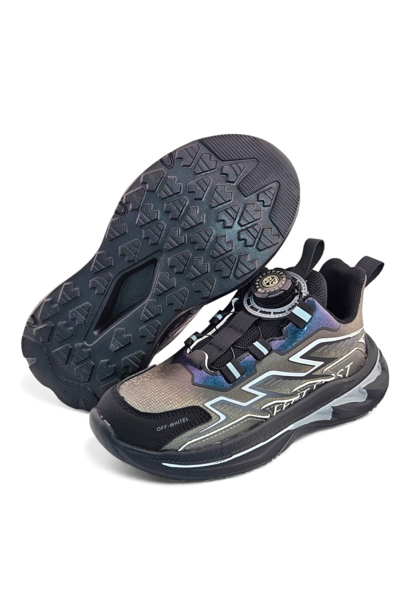Feet First Bolt Flow Kids Lightweight Sports Sneakers 86-890-21 Black/Grey - Image 3
