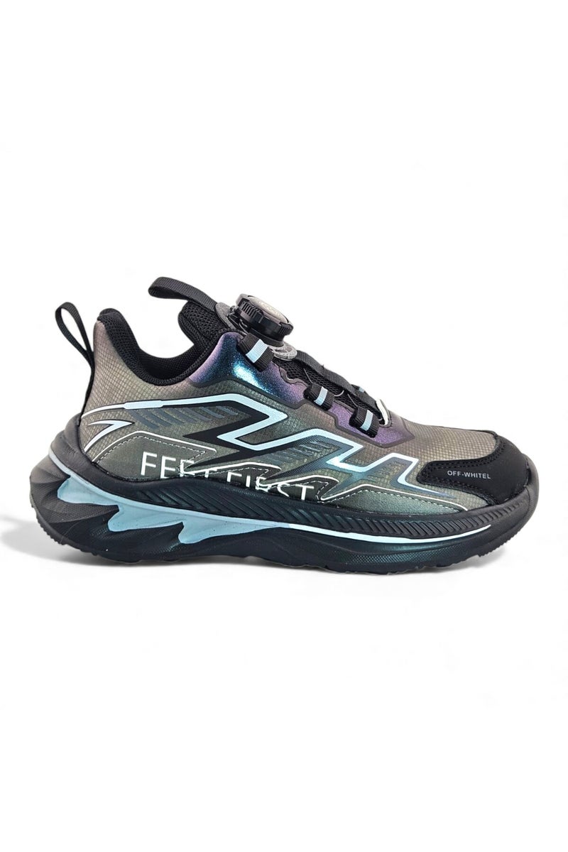 Feet First Bolt Flow Kids Lightweight Sports Sneakers 86-890-21 Black/Grey - Image 1