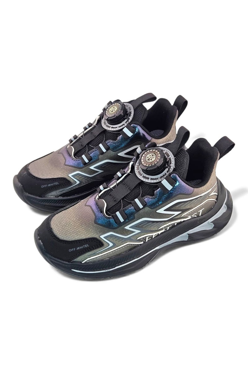 Feet First Bolt Flow Kids Lightweight Sports Sneakers 86-890-21 Black/Grey - Image 2