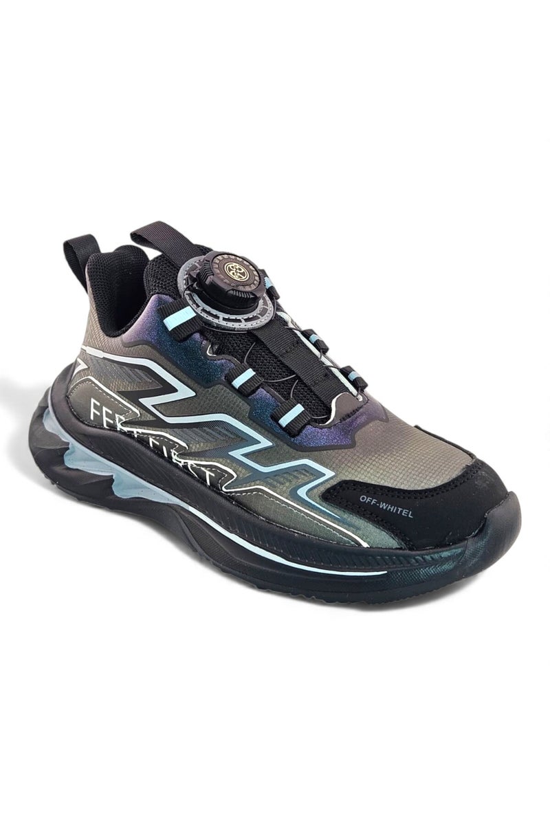 Feet First Bolt Flow Kids Lightweight Sports Sneakers 86-890-21 Black/Grey - Image 4