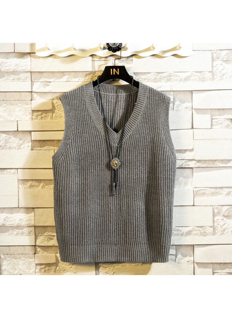Generic - Mens Vest V-Neck Sleeveless Knit Sweater Black - Image 1