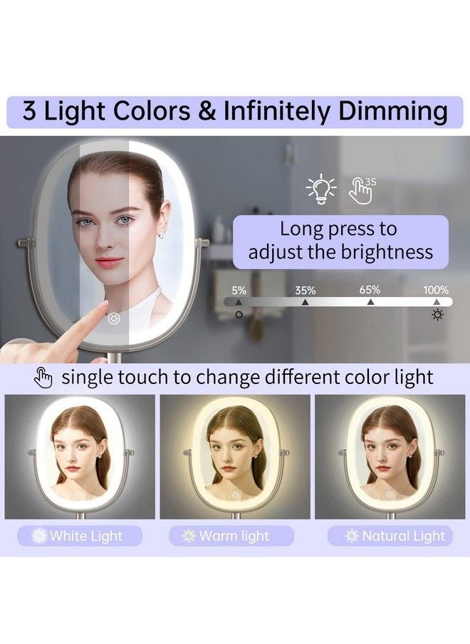 FUNTOUCH Rechargeable Wall Mounted Lighted Makeup Vanity Mirror Double Sided 1X 7X Magnifying Mirror 3 Color Lighting Option Dimmable 360 Rotation Extension Foldable Arm Oval Frame Shaving Light Up Mirror  - Image 5