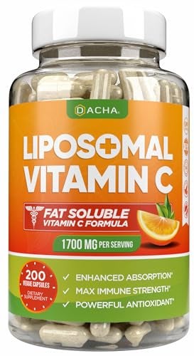 DACHA Natural Liposomal Vitamin C 1700mg 200 Capsules Immune System Collagen Booster High Absorption Fat Soluble VIT C Buffered Skin Vitamins Vegeterian Vegan - Image 2