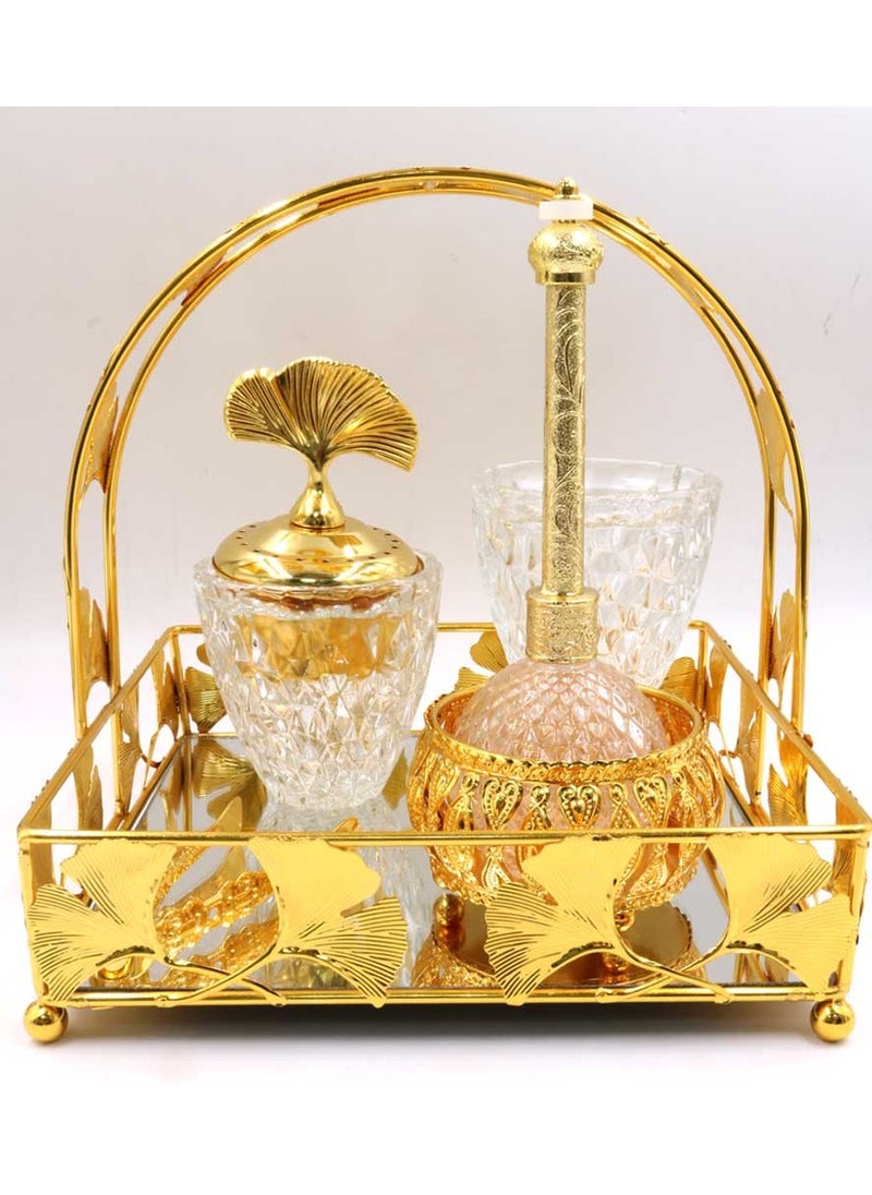 Bakhoor BoSidin Golden Premium Incense Burner Set | Oud Censer Bakhoor Perfume Holder for Home Fragrance and Decore- MK238  - Image 1