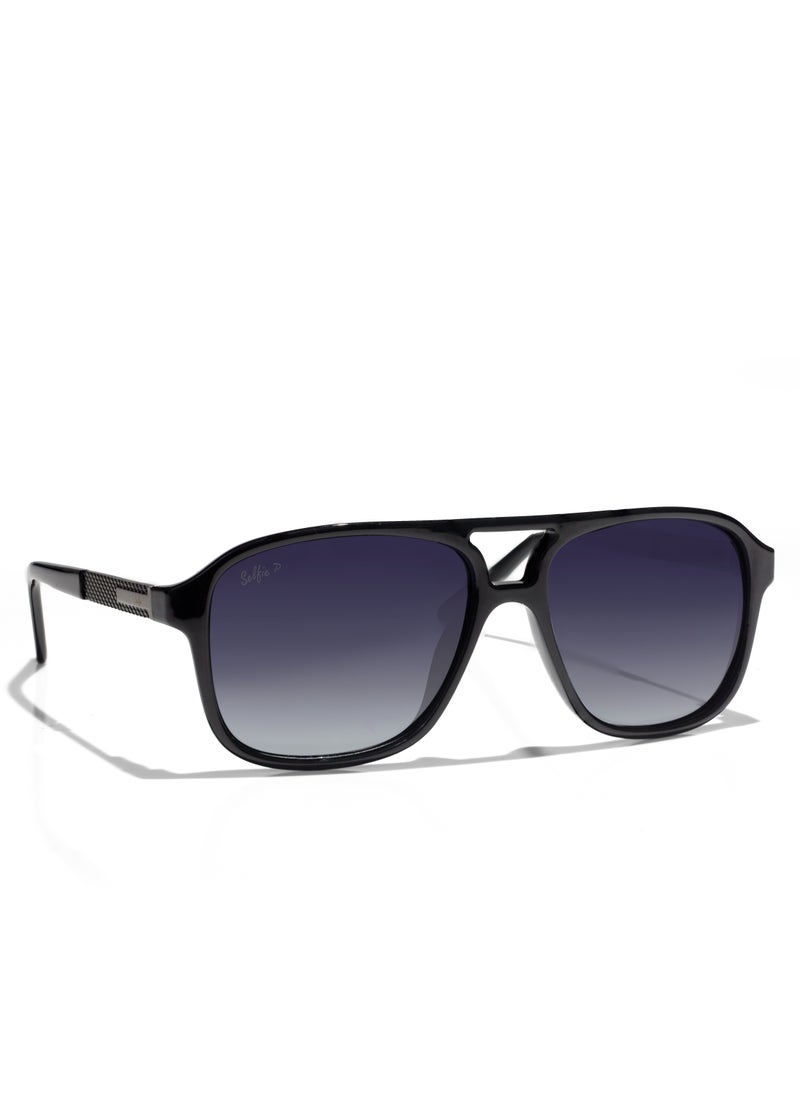 selfie Selfie Polarized Black Lense Shiny Black Frame Sunglasses, SE8223-C2  - Image 3