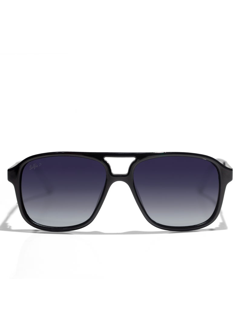 selfie Selfie Polarized Black Lense Shiny Black Frame Sunglasses, SE8223-C2  - Image 1