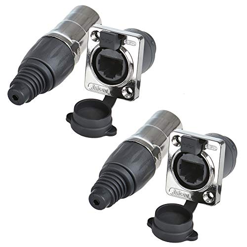 ANMBEST Panel Mounting RJ45 IP65 Waterproof PCB Signal Panel Cat5/5e/6 8P8C Connector Ethernet LAN Cable Connector (2PCS RJ45 Connector+2PCS Round) - Image 1