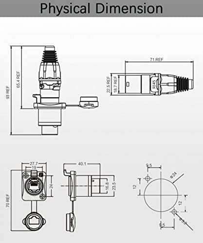 ANMBEST Panel Mounting RJ45 IP65 Waterproof PCB Signal Panel Cat5/5e/6 8P8C Connector Ethernet LAN Cable Connector (2PCS RJ45 Connector+2PCS Round) - Image 4