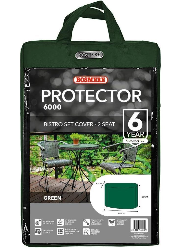 Bosmere Bosmere Weatherproof Bistro Set Outdoor Cover for 2 Chairs  Round Table 49 L x 25 W x 31 H Green  - Image 4