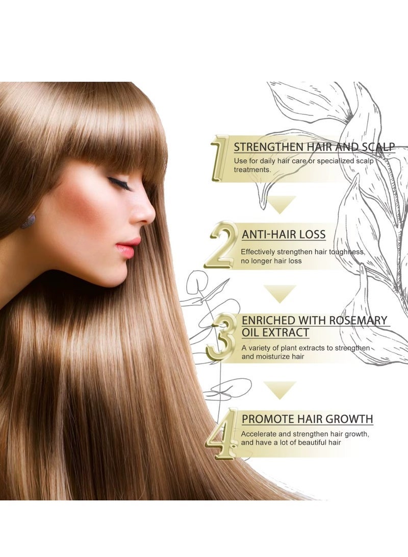 EELHOE 2 Pcs Hair Growth Oil 100% Natural Rosemary Hair Growth Oil with Green Coffee Castor Oil Argan and Coconut to Encourage Thicker Fuller Hair Rosemary Essential Oil for Dry Damaged Hair Scalp Treatment Serum - Image 5