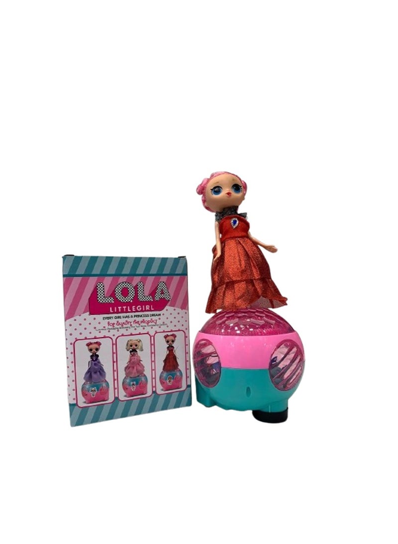 Rotating girl lantern wearing orange dress