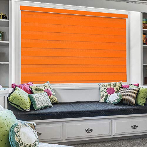 ZEBRA BLINDS Polyester Curtain Blinds for Windows and Doors with Dual Shade, Horizontal Stripes, Sheer and Solid Fabric, Light Control/Blackout Blinds, Waterproof (Orange) Width 60XHEIGHT 130CM - Image 2