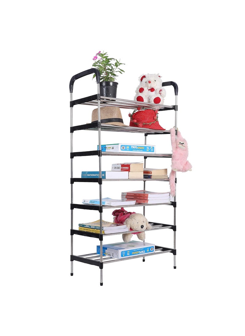 Three Secondz Three Secondz MultiPurpose Steel Shoe RackPortable Shoe RackShoe CabinetShoe Organizer Foldable Portable Metal Shoe Rack Cabinet Shelf Home Furniture 7 Shelves Black  - Image 4