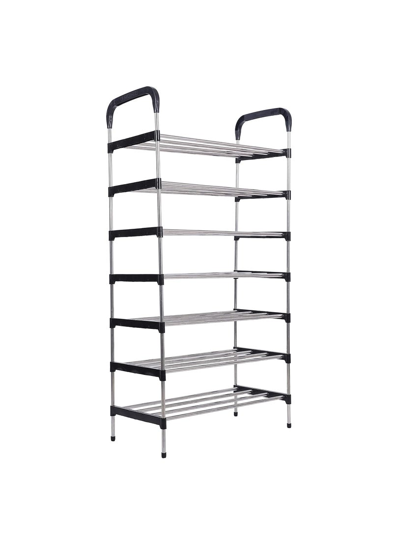 Three Secondz Three Secondz MultiPurpose Steel Shoe RackPortable Shoe RackShoe CabinetShoe Organizer Foldable Portable Metal Shoe Rack Cabinet Shelf Home Furniture 7 Shelves Black  - Image 5