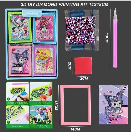 ASFunClub FunClub 8Pcs Diamond Painting Kits for Kids Arts and Crafts Diamond Painting Kits DIY Diamond Painting Craft Kits for Girls Craft Kit-Multi Design - Image 4