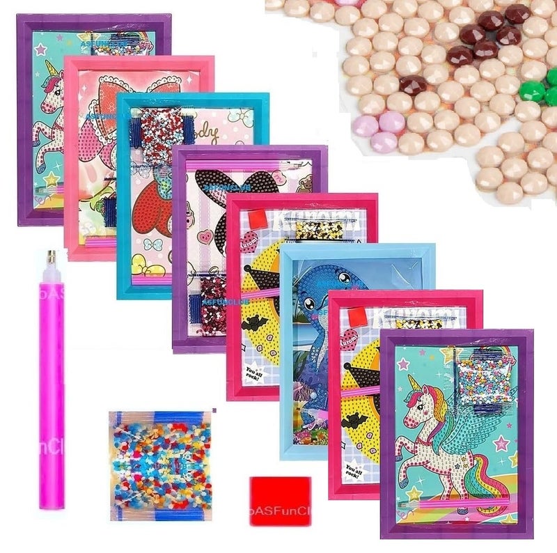 ASFunClub FunClub 8Pcs Diamond Painting Kits for Kids Arts and Crafts Diamond Painting Kits DIY Diamond Painting Craft Kits for Girls Craft Kit-Multi Design - Image 1