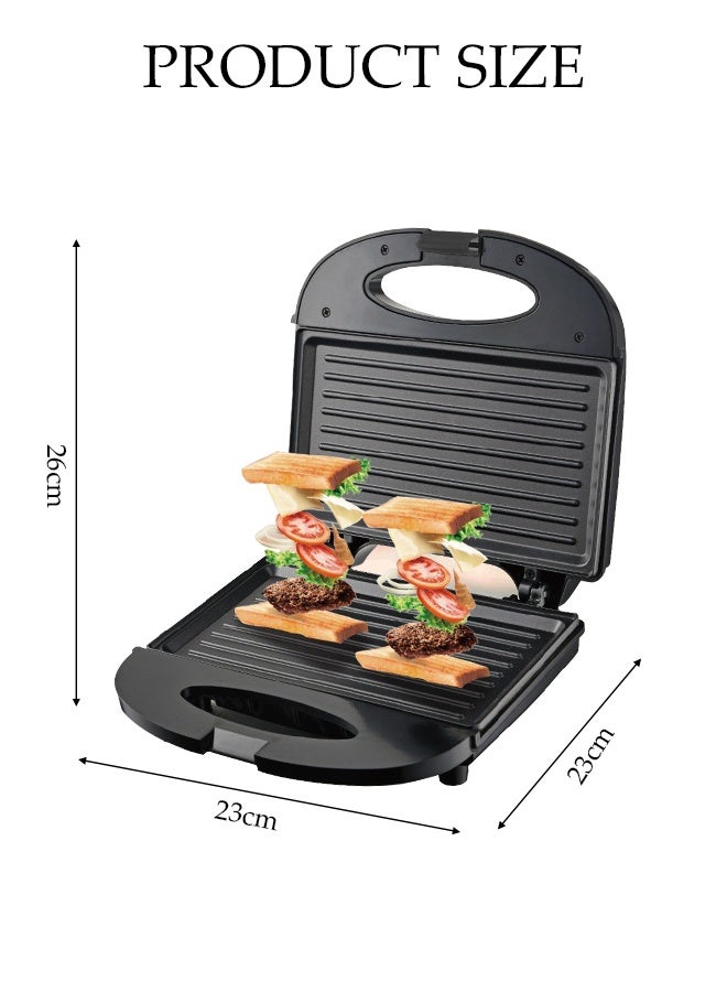 DUNISO Sandwich Maker，2 Slice Grill Maker，Personal Breakfast Bread Toaster， Non Stick，for Making Sandwiches, Bread Toast，Black - Image 2
