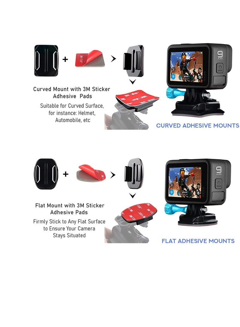 Adhesive Mounts for GoPro Cameras, 3x Curved and 3x Flat Mounts Bundle W/ 3M Sticky Pads, Tape Mount to Your Helmet, Bike, Board, Car, Fits ALL Go Pro Models, Premium Camera Accessories - Image 2