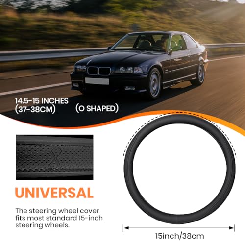 STHIRA® Steering Wheel Cover for Car, 15 '' Fashion PU Textured Car Steering Wheel Cover - Image 2