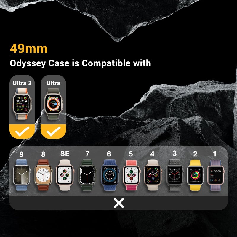 MAGEASY Aircraft-Grade Aluminum Rugged Case for Apple Watch Ultra 2, Apple Watch Ultra 49mm | 2 in 1 Metal Hard Shell with Shockproof Inner Bumper for Max Protection, Odyssey - Titanium - Image 2