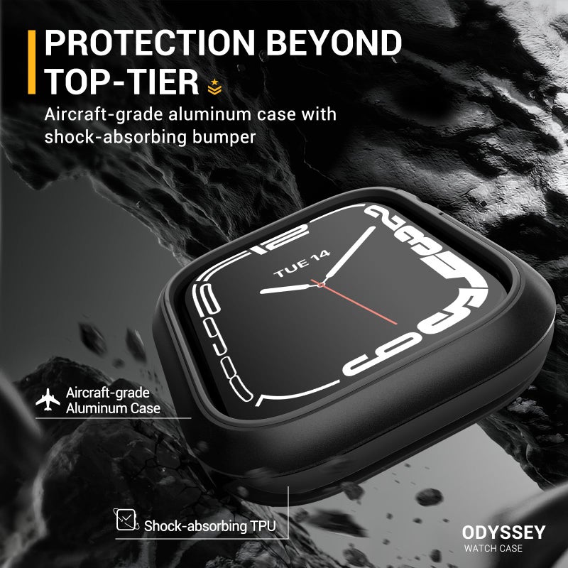 MAGEASY Aircraft-Grade Aluminum Rugged Case for Apple Watch Ultra 2, Apple Watch Ultra 49mm | 2 in 1 Metal Hard Shell with Shockproof Inner Bumper for Max Protection, Odyssey - Titanium - Image 3