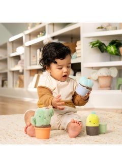 ingenuity Ingenuity Calm Springs Nesting Rattles for Baby 3 Months & Up, Stackable Toys, BPA-Free Multi-Texture Rattle Set of 3, Unisex  - Image 4