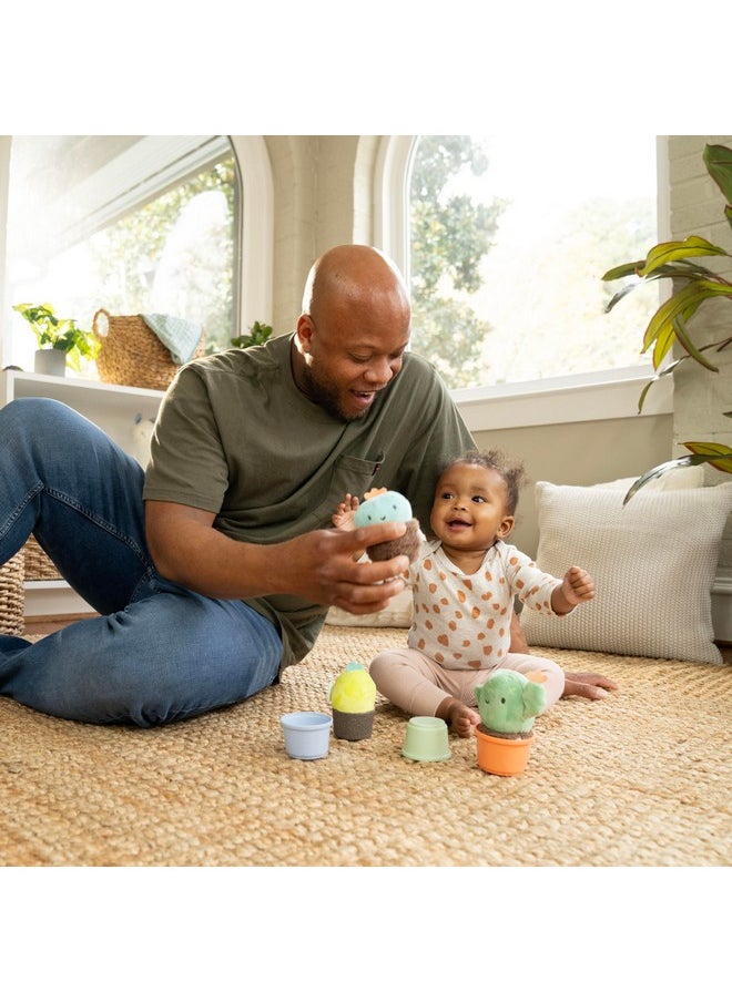 ingenuity - Ingenuity Calm Springs Nesting Rattles for Baby 3 Months & Up, Stackable Toys, BPA-Free Multi-Texture Rattle Set of 3, Unisex - Image 1