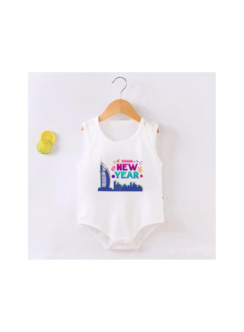 Happy New Year In Dubai With This Soft Cotton Baby Sleeve Less Onesie-Baby Bodysuit For New Year's Dubai-Baby's New Year's Outfit - Image 2