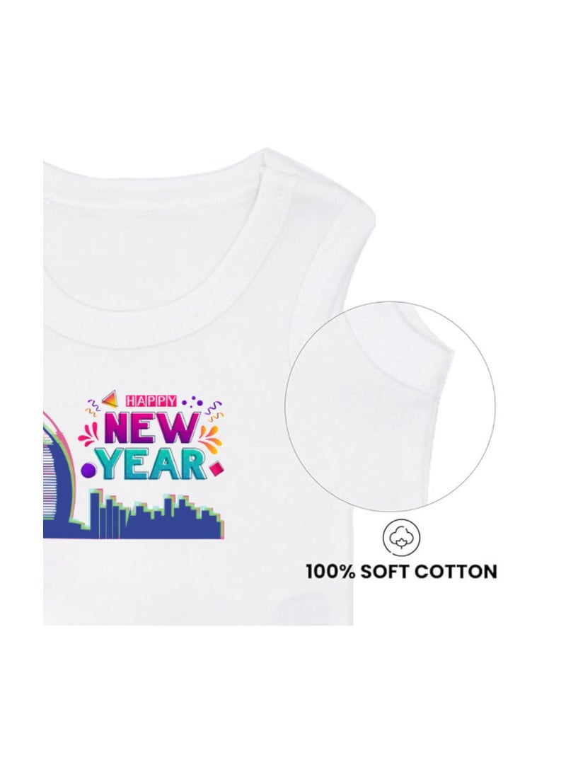 Happy New Year In Dubai With This Soft Cotton Baby Sleeve Less Onesie-Baby Bodysuit For New Year's Dubai-Baby's New Year's Outfit - Image 3