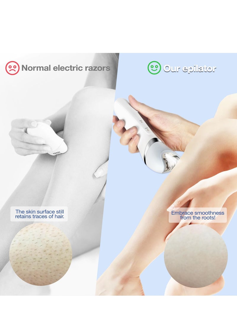 Excefore Cordless Epilator for Women, 5-in-1 Rechargeable Women Epilator with Dual Speed Mode, LED Light, Shaver Head, Callus Remover, Massage Head, Facial Cleaning Head, Hair Epilator for Women Legs, Arms - Image 3