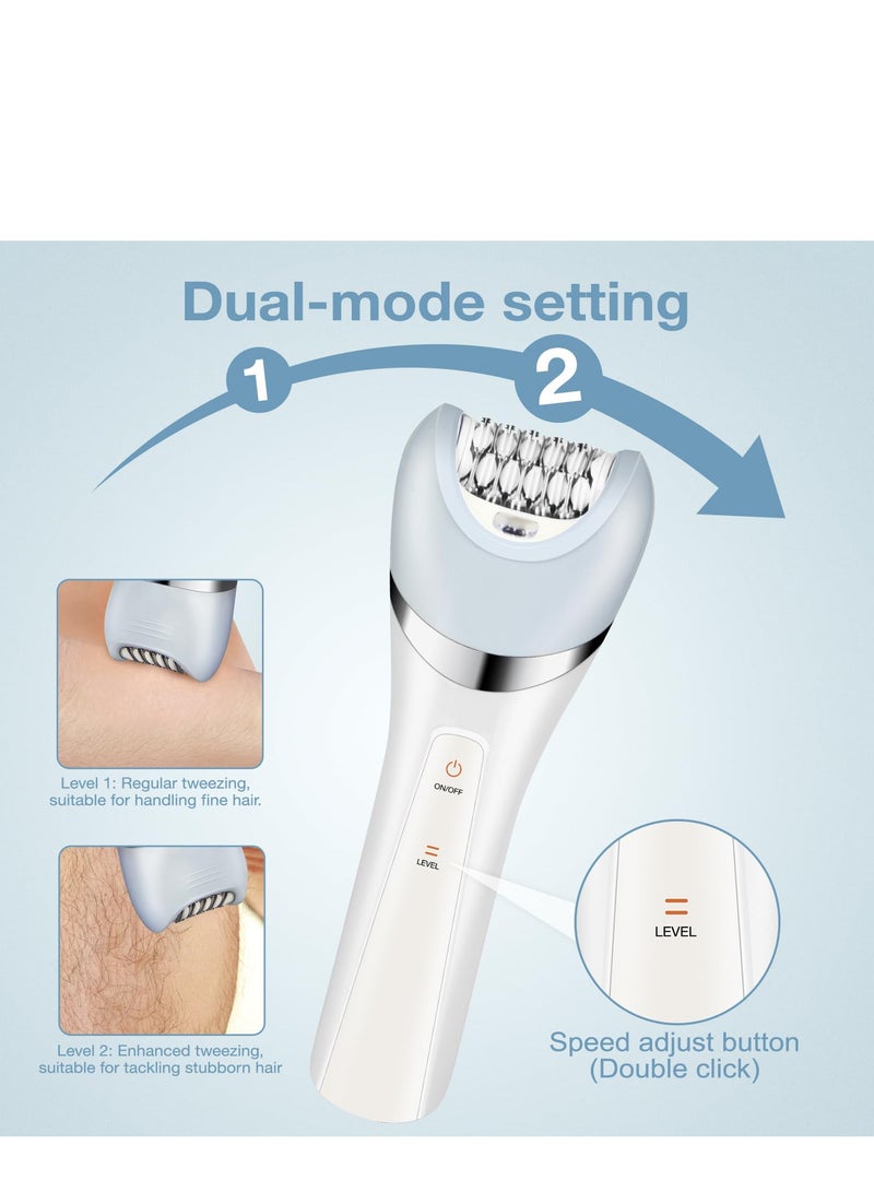 Excefore Cordless Epilator for Women, 5-in-1 Rechargeable Women Epilator with Dual Speed Mode, LED Light, Shaver Head, Callus Remover, Massage Head, Facial Cleaning Head, Hair Epilator for Women Legs, Arms - Image 4