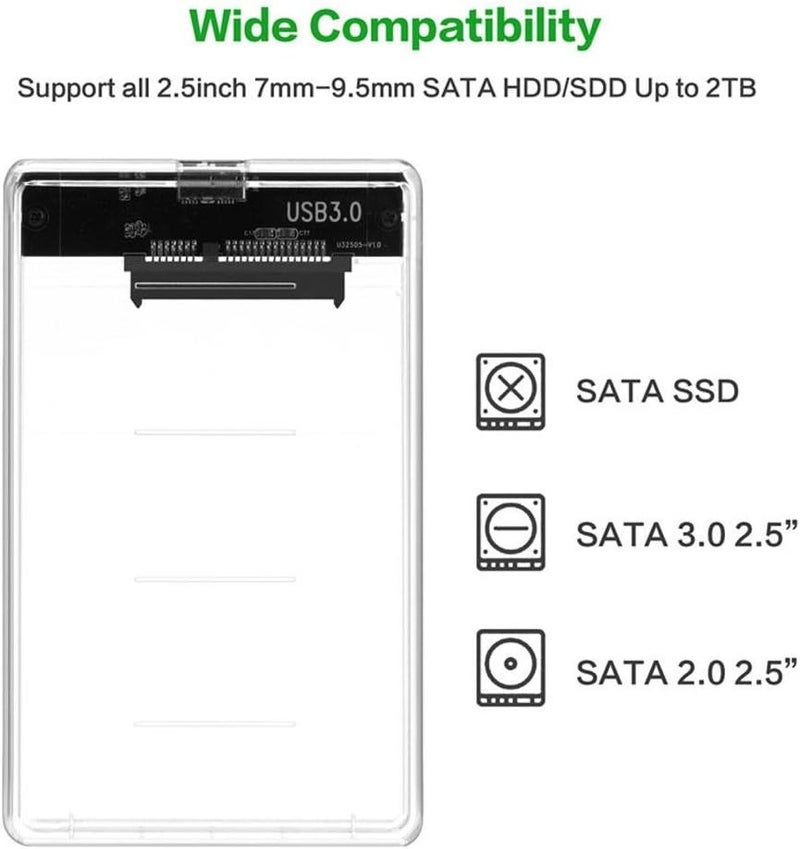 كي زون غلاف القرص الصلب KeyZone مع كابل USB 3.0 بطول 1.6 قدم، مقاس 2.5 بوصة، سرعة 5 جيجابت في الثانية، للاستخدام الخارجي مع أقراص SATA HDD أو SSD - Image 5