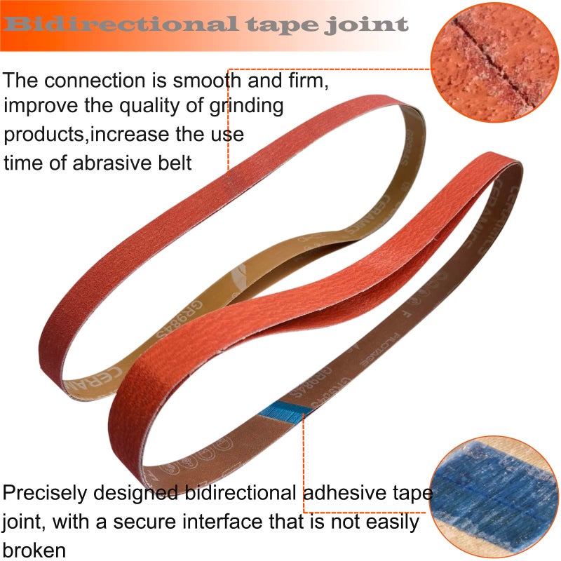 Tonmp 12 Pack 1 x 30 Inch Metal Grinding Ceramic Sanding Belts Kit -2 Pcs Each of 36 40 60 80 100 and 120 Grits Premium Sharpening Sander Belts (1x30 Inch) - Image 3