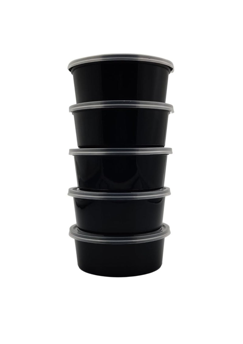 SHOP  SHOPPEE SHOP & SHOPPEE Reusable Plastic Food Container Bowl/Tub with Air Tight Leakproof Transparent Lid for Food Delivery & Storage, Kitchen Use, Fridge/Dishwasher/Microwave Safe- 150ml (Pack of 25, Black) - Image 2