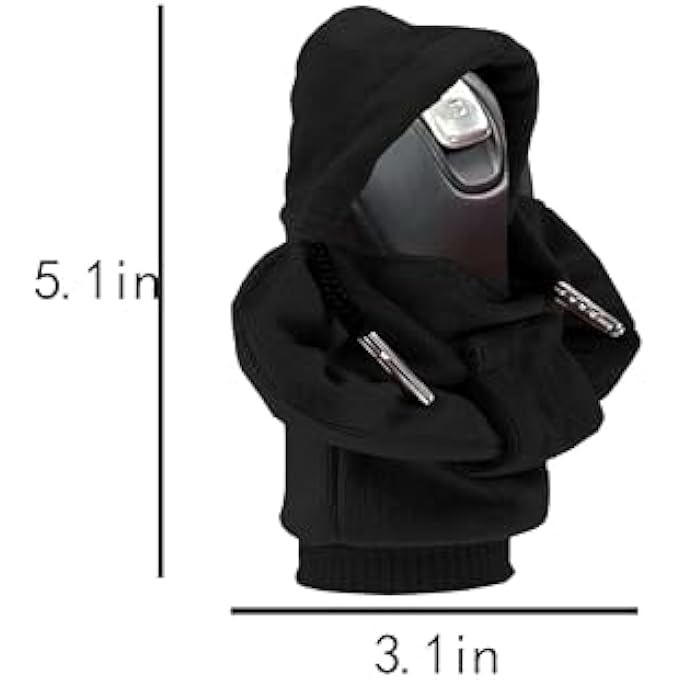 rayihni 2pcs Hoodie Car Gear Shift Covernterior Accessories ShiftKnobs Fashionable Shirt TrimGeneral Motors Knob Shift Lever ProtectorCute Plush FeelNonslipFun Car Shift Sleeve Black - Image 4
