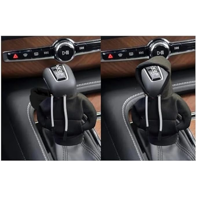 rayihni 2pcs Hoodie Car Gear Shift Covernterior Accessories ShiftKnobs Fashionable Shirt TrimGeneral Motors Knob Shift Lever ProtectorCute Plush FeelNonslipFun Car Shift Sleeve Black - Image 5