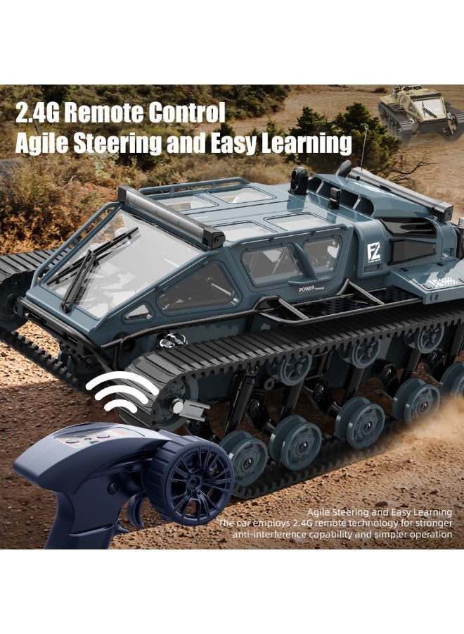 JJRC C8812 LED Full-Size Tracked Tank 2.4G Remote Control Off-Road Drift Car – Realistic Simulation Military Vehicle Toy with 360° Rotation, Openable Doors, Adjustable Roof Light, Rechargeable 7.4V Battery, USB Charging, 60m Control Range, Perfect Gift for Boys & RC Enthusiasts - Image 3