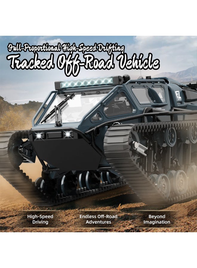 JJRC C8812 LED Full-Size Tracked Tank 2.4G Remote Control Off-Road Drift Car – Realistic Simulation Military Vehicle Toy with 360° Rotation, Openable Doors, Adjustable Roof Light, Rechargeable 7.4V Battery, USB Charging, 60m Control Range, Perfect Gift for Boys & RC Enthusiasts - Image 4