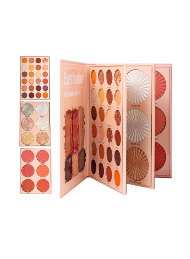 HUDACRUSH Essential All in One 4 Pages Face Makeup Book Palette Combo Kit Set - Eyeshadow Palette, Highlighter, Blusher, Contour, Bronzer, Eyebrow Color- Professional Makeup Kit for a Flawless Look (Women) - Image 1