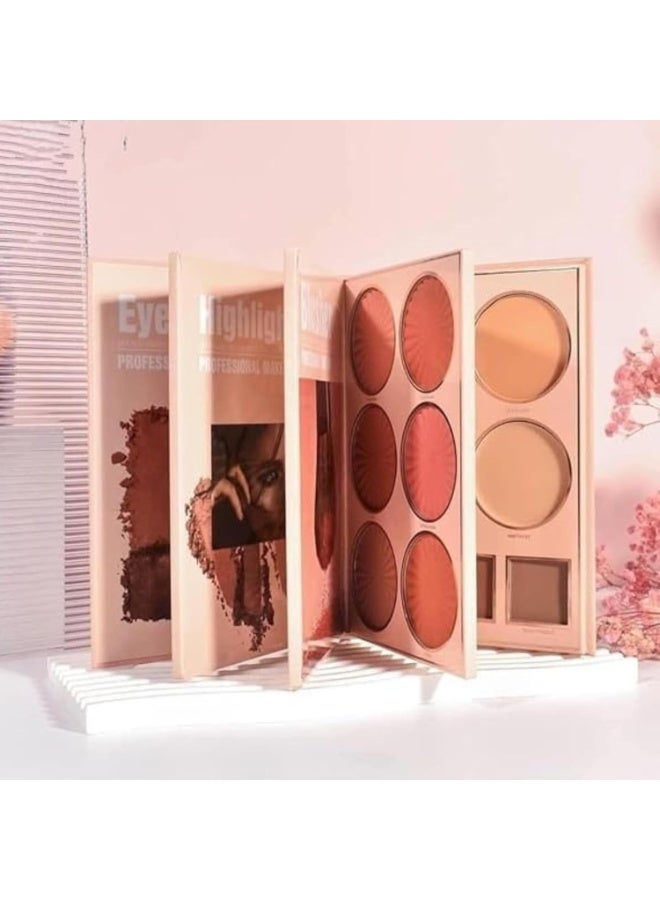 HUDACRUSH Essential All in One 4 Pages Face Makeup Book Palette Combo Kit Set - Eyeshadow Palette, Highlighter, Blusher, Contour, Bronzer, Eyebrow Color- Professional Makeup Kit for a Flawless Look (Women) - Image 5