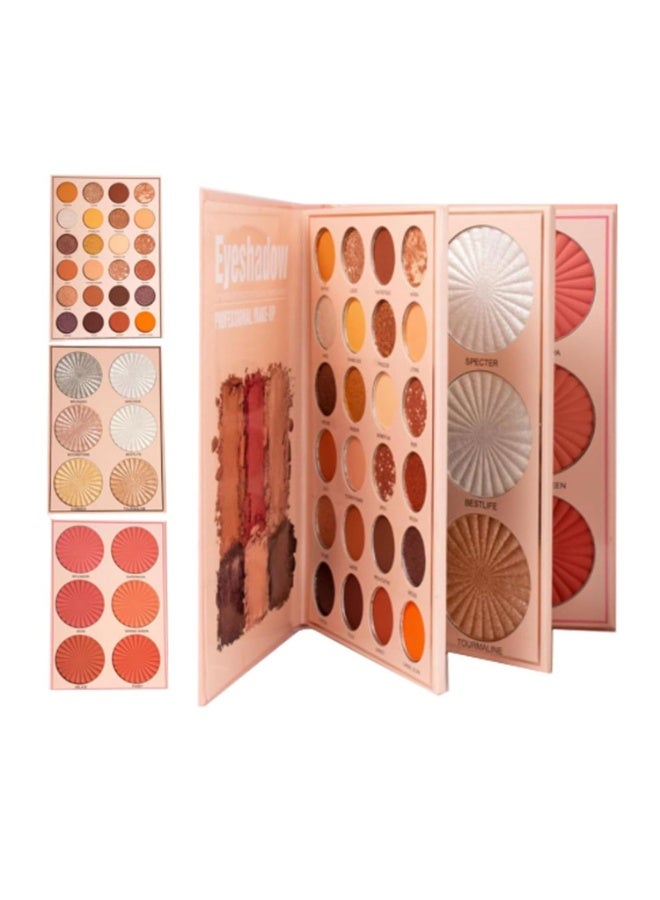 HUDACRUSH Essential All in One 4 Pages Face Makeup Book Palette Combo Kit Set - Eyeshadow Palette, Highlighter, Blusher, Contour, Bronzer, Eyebrow Color- Professional Makeup Kit for a Flawless Look (Women) - Image 4