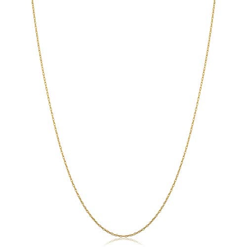 Kooljewelry Womens Classic Rope Chain - 10k Yellow Gold Barely-There Necklace, Thin Lightweight - Image 1