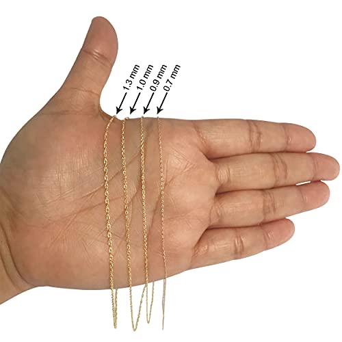 Kooljewelry Womens Classic Rope Chain - 10k Yellow Gold Barely-There Necklace, Thin Lightweight - Image 3