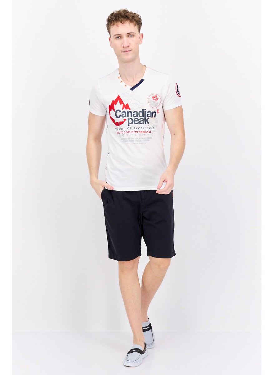 Canadian Peak Men Round Neck Short Sleeve Embroidered T-Shirt, White Combo  - Image 4