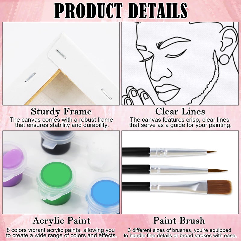 Nuberlic 2 Pack Prayer Man and Woman Pre Drawn Canvas Paint Kits for Adults Couple Sip and Paint Date Night Game Party Flavor Valentines Day Gift Painting Supplies - Image 4